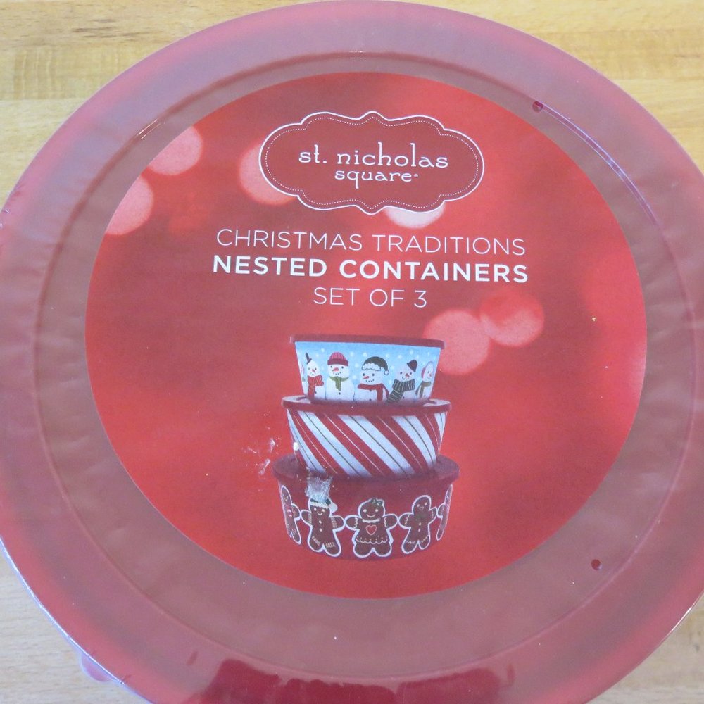 St Nicholas Square Christmas Traditions set of 3 nested containers